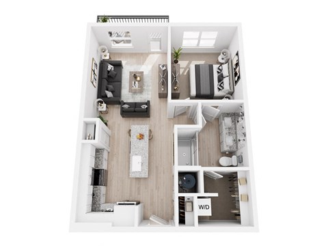 3d floor plan of a 2100 sq ft apartment